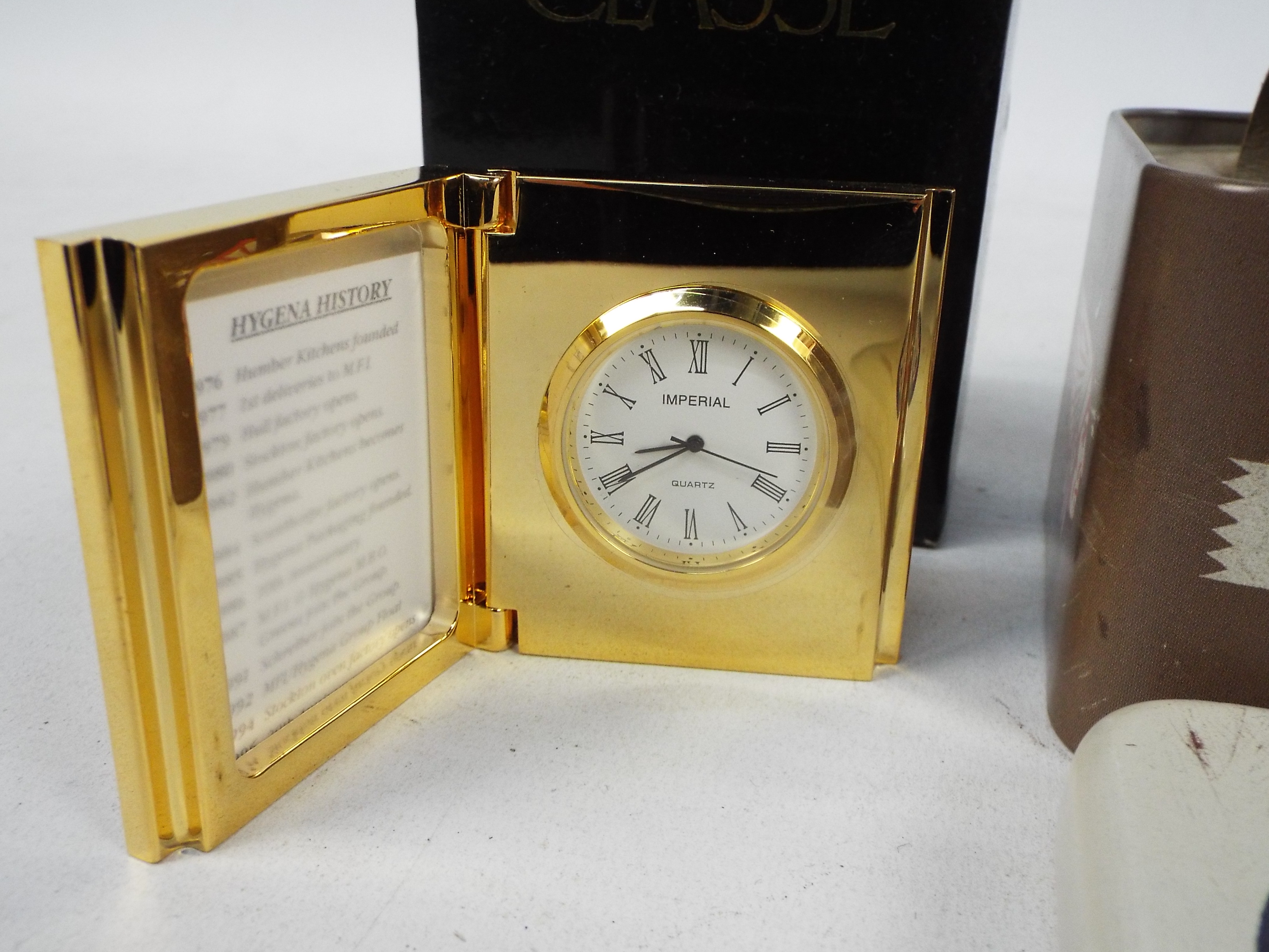 Two wrist watches and a small desk clock. - Image 2 of 6