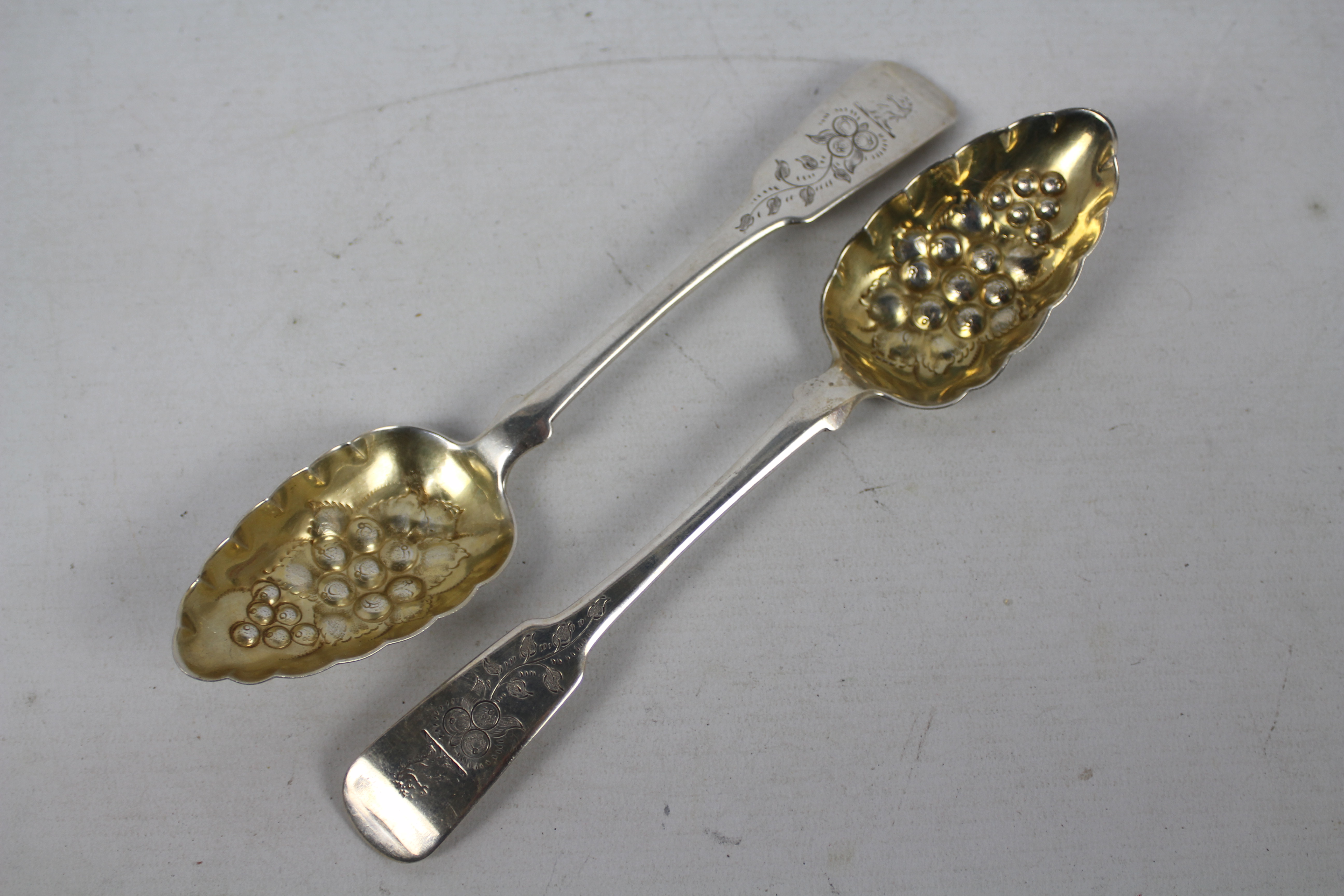 Scottish Silver - A pair of George IV berry spoons, Glasgow assay 1820,