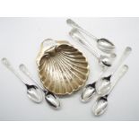 Lot to include a silver shell form dish,