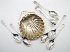Lot to include a silver shell form dish,