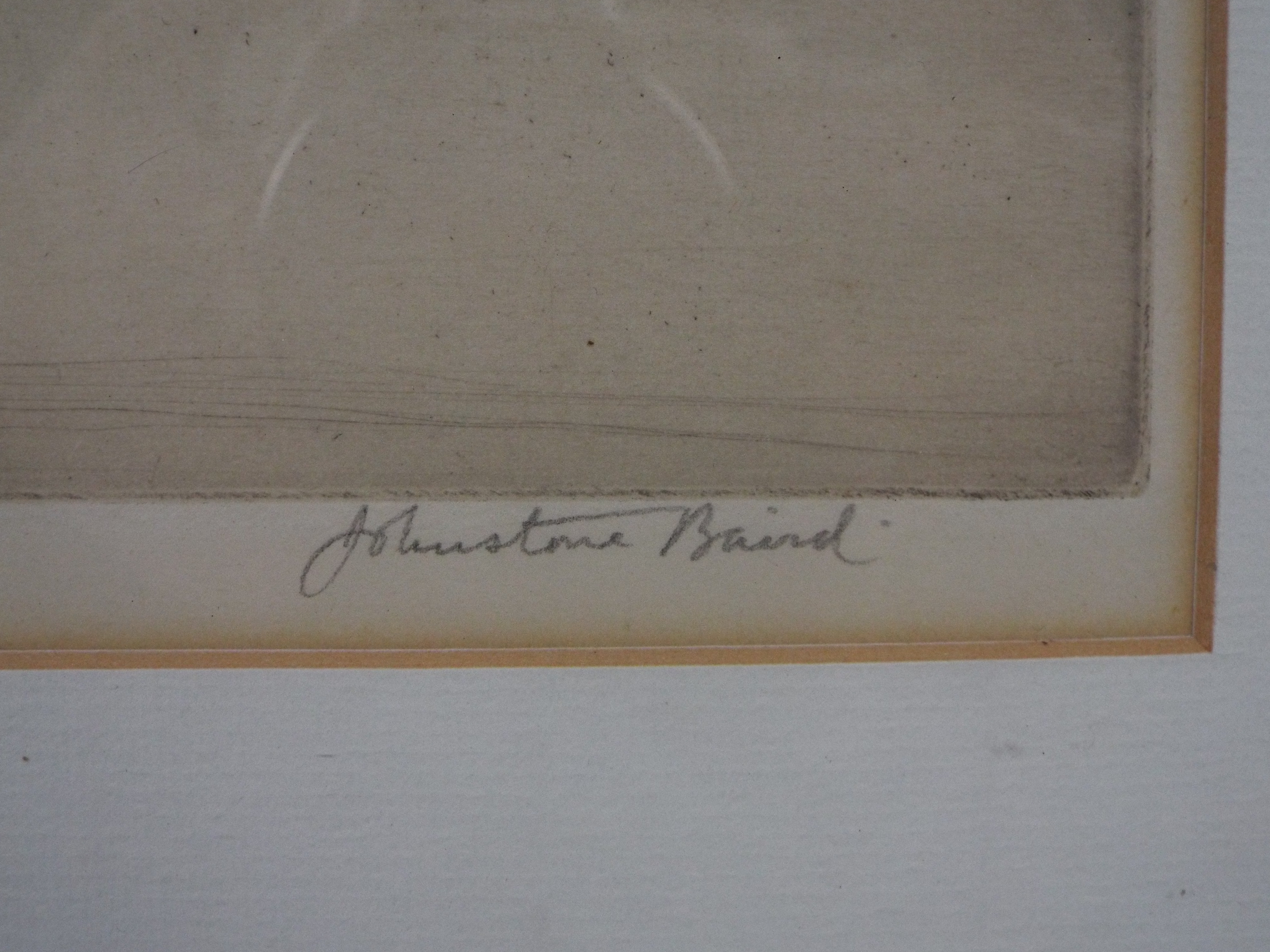 A framed etching, signed in pencil Johnstone Baird, lochside scene, - Image 8 of 11