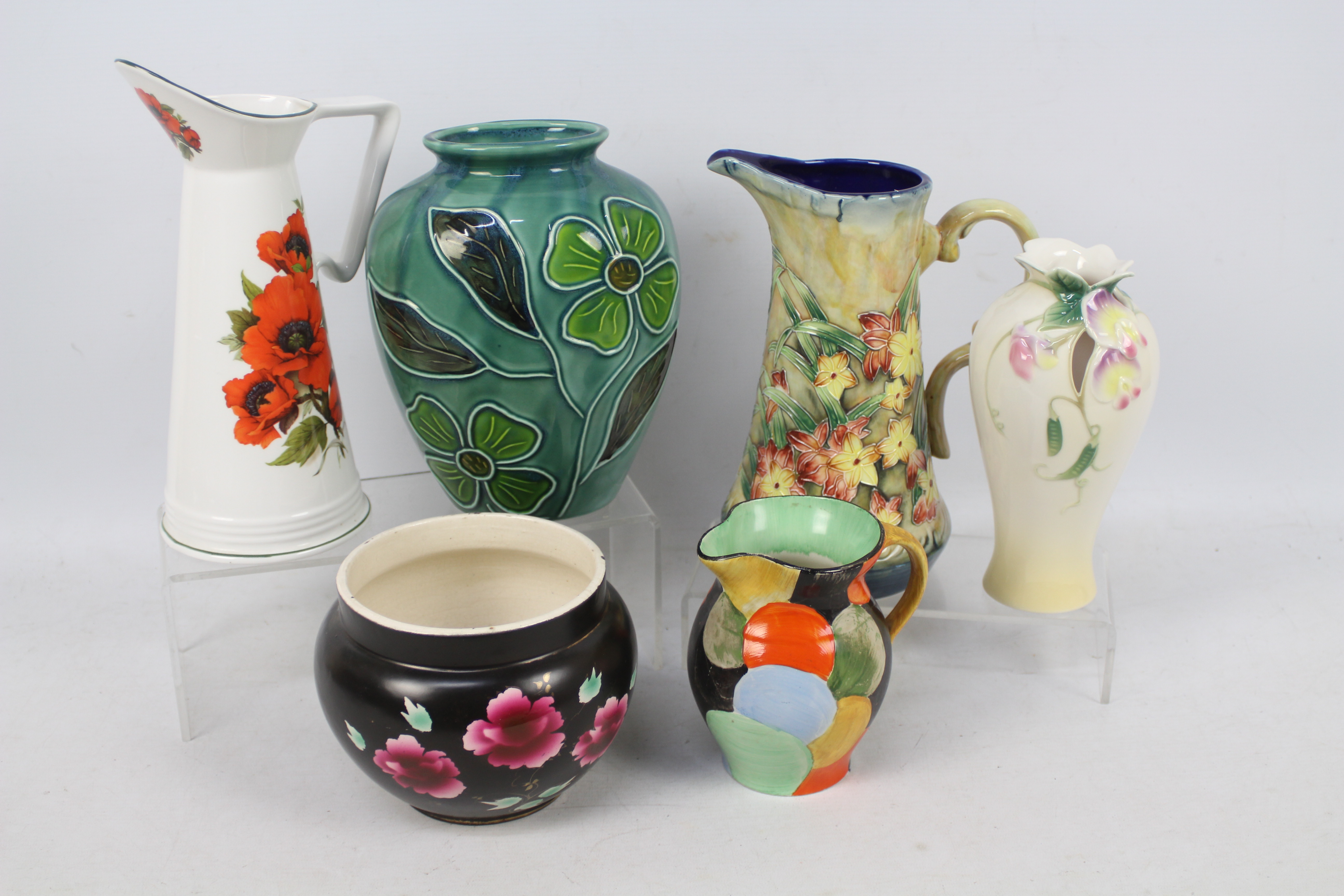 A mixed group of ceramics to include a Franz Sweet Pea pattern vase, Old Tupton Ware jug,