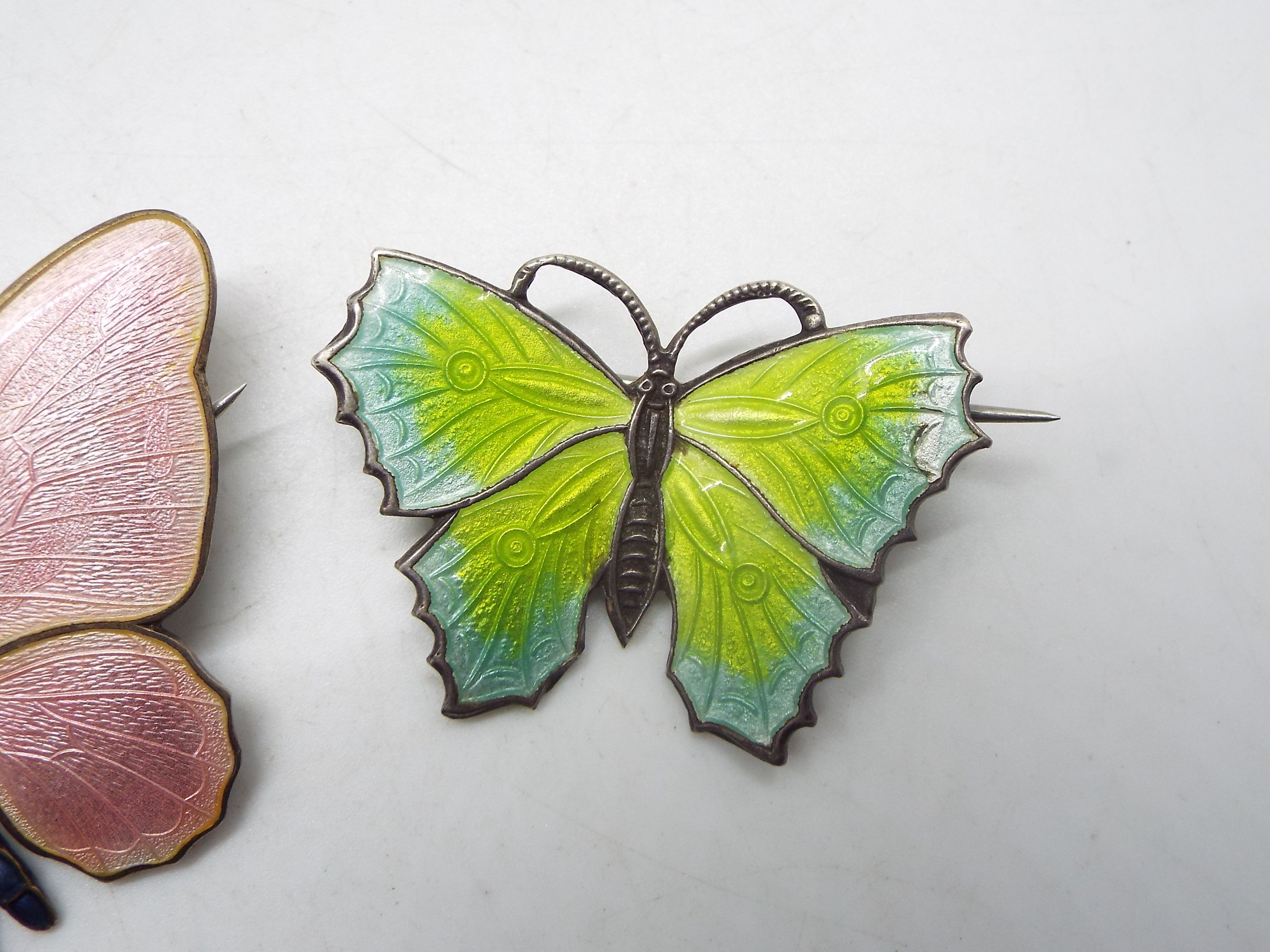 Two enamelled butterfly brooches, one stamped Silver, largest approximately 6 cm (l). - Image 3 of 4