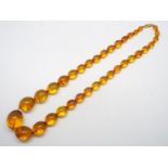 A graduated amber bead necklace comprising 35 oval bead ranging from 8mm - 2.