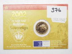 Gold Sovereign - a Queen Elizabeth II gold Sovereign, 2002,