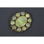 An antique yellow chalcedony brooch,