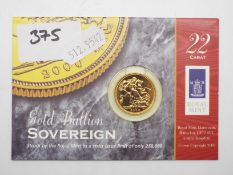 Gold Sovereign - a Queen Elizabeth II gold Sovereign, 2000,