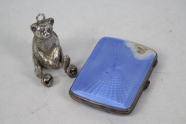 A George V silver rattle in the form of a bear,