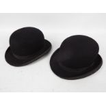 Two gentleman's bowler hats, one marked Joshua Turner, the other Harrods.