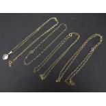 9ct - Three fine trace necklaces (40 cm - 44 cm length), each stamped 9ct / 9k,