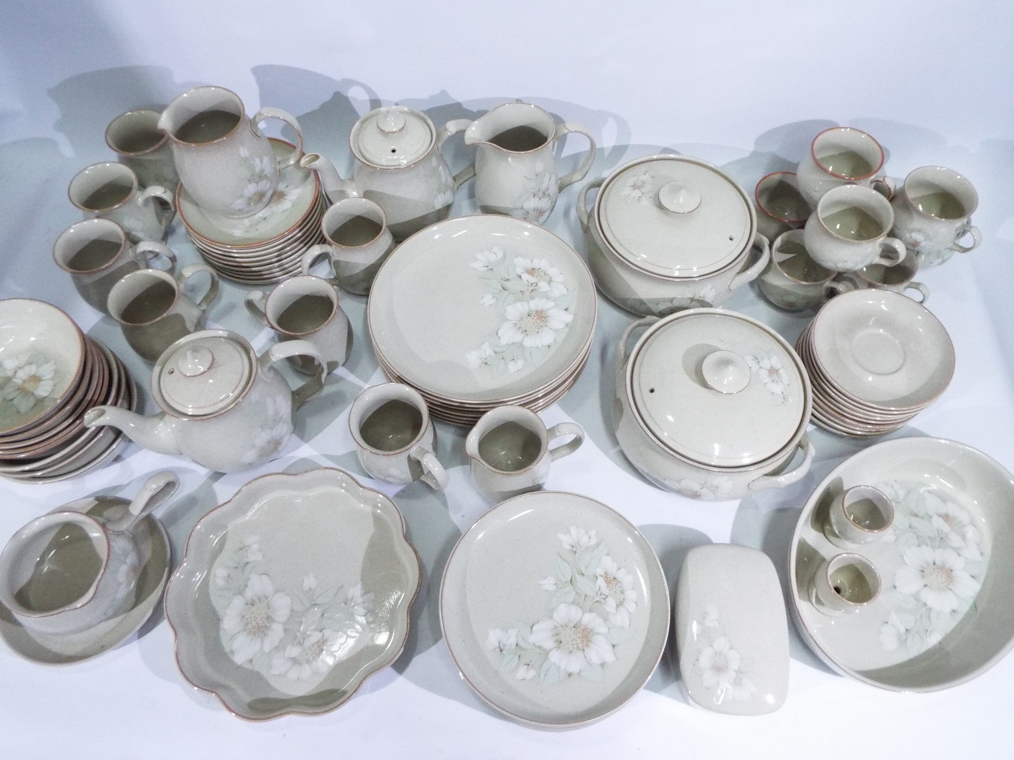 A quantity of Denby Daybreak pattern table wares, approximately 74 pieces.