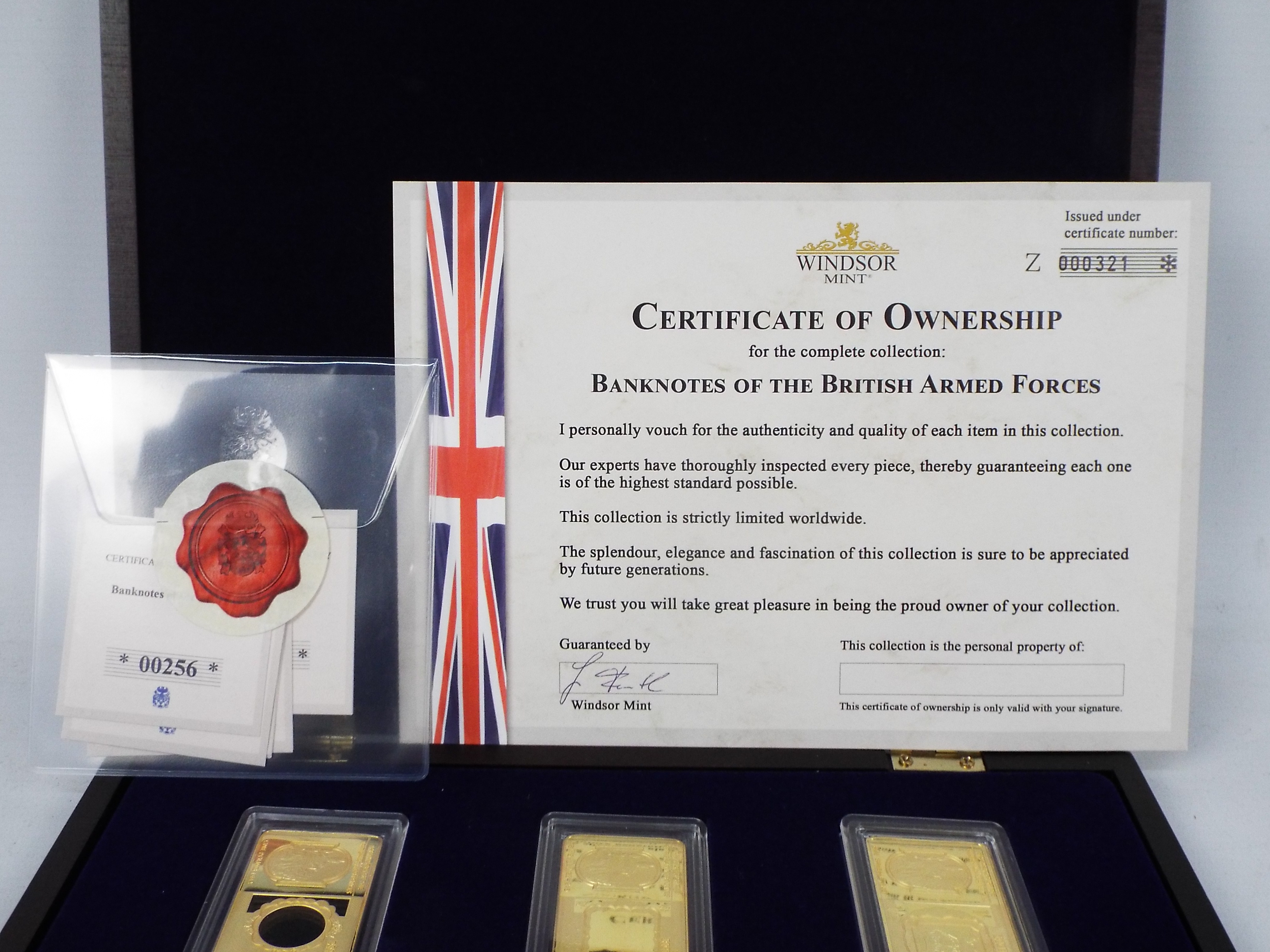 A limited edition, Windsor Mint, 24ct gold plated Banknotes Of The British Armed Forces set, - Image 2 of 9