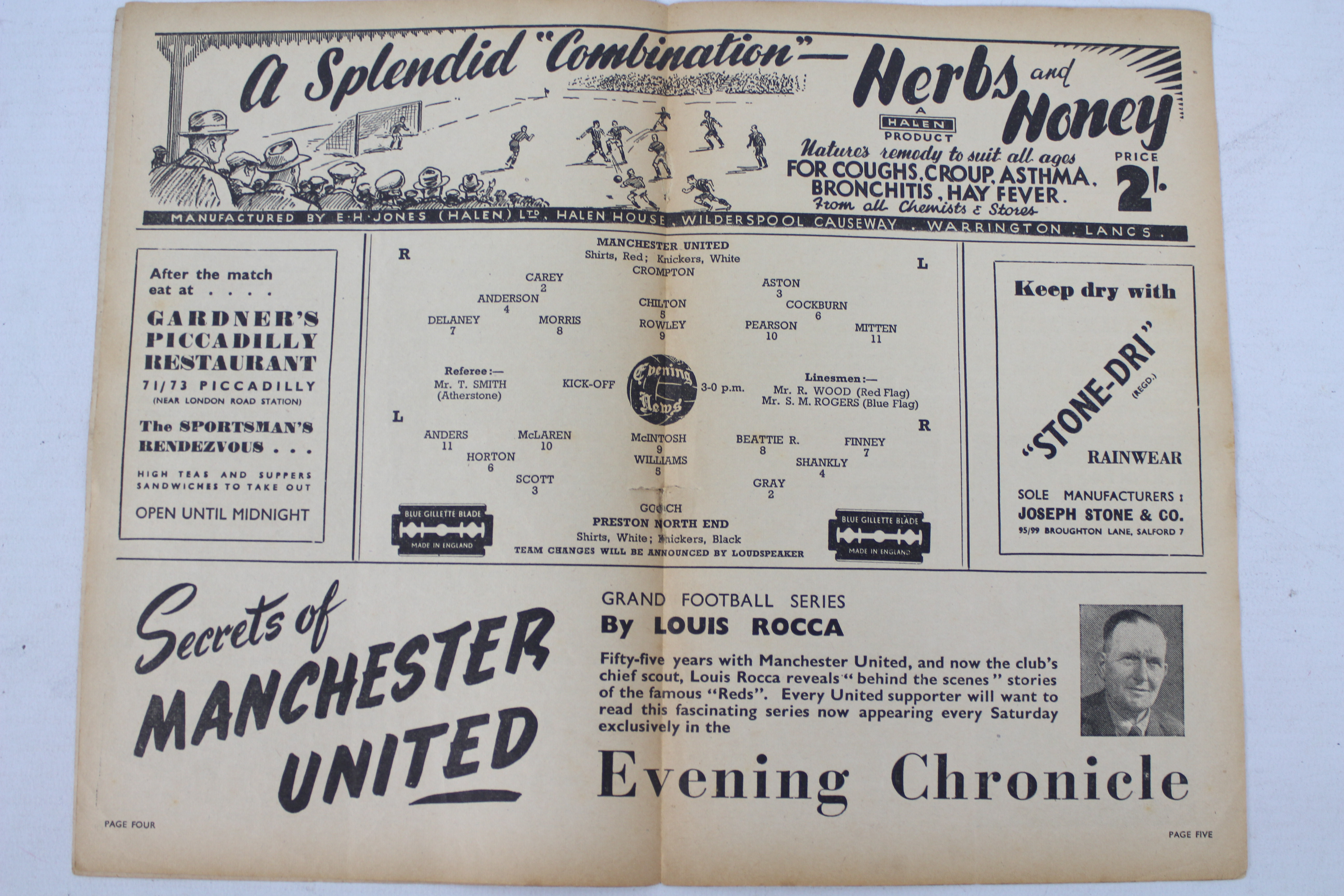 Football Programme, Manchester United v Preston North End, - Image 2 of 3