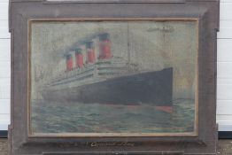 A rare early 20th century chromolithograph on tin advertising sign for the Cunard Line,