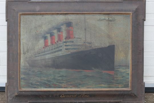 A rare early 20th century chromolithograph on tin advertising sign for the Cunard Line, - Image 1 of 6