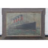 A rare early 20th century chromolithograph on tin advertising sign for the Cunard Line,