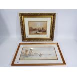 A watercolour landscape scene by H A Linton entitled Ruins At Baalbec, signed lower right,