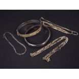 Silver and white metal jewellery - Lot to include two hallmarked silver hinged bangles,