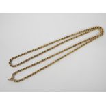A 9ct yellow gold, rope twist necklace, 79 cm (l),