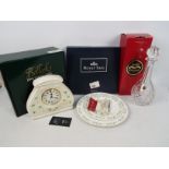 Lot to include a boxed Belleek Daisy mantel clock,