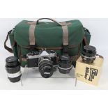 Photography - A Proline camera bag containing a Nikon FE2 camera with fitted Micro-Nikkor 1:2.