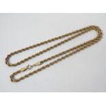 A 9ct yellow gold, rope twist necklace, 52 cm (l), approximately 5.