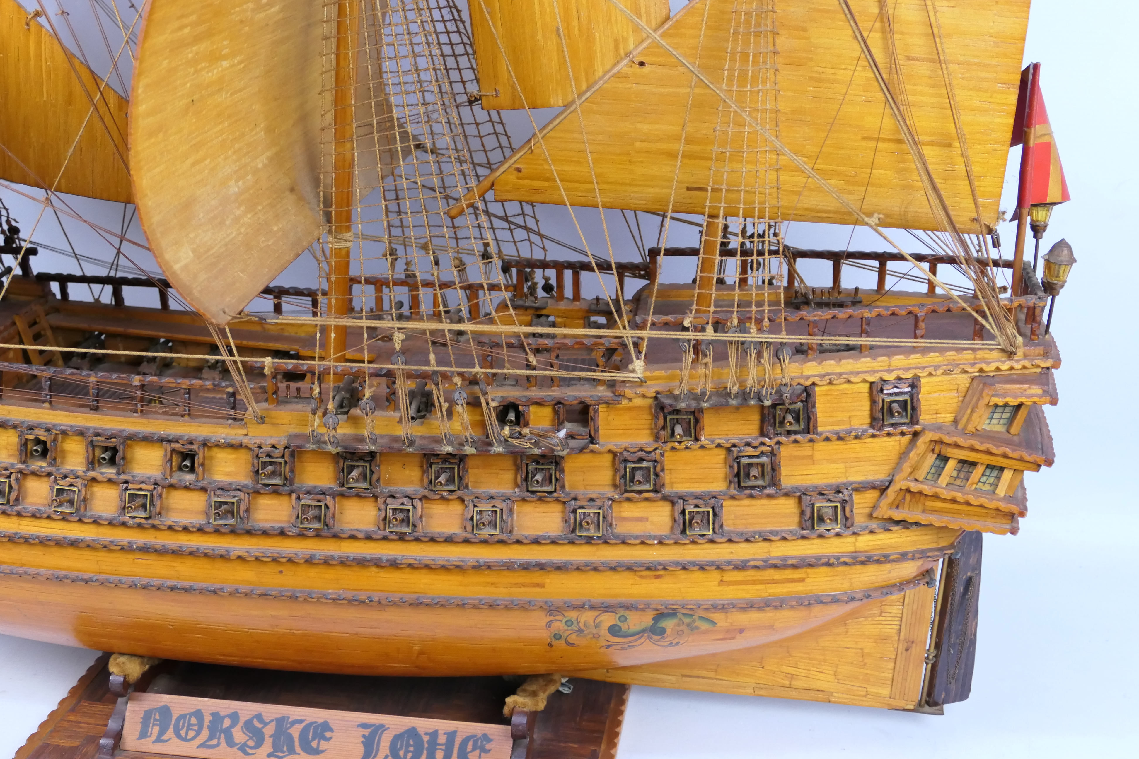 A substantial 20th century model of the three mast warship Norske Love, - Image 7 of 10