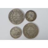 Silver Coins, France - Two 5 Franc coins comprising L'an 8 (1799,