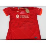 Liverpool Football Club - A replica 2022 Carabao Cup Final shirt bearing signatures (signatures