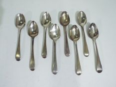 Eight George III silver coffee spoons by William Eley I, William Fearn & William Chawner,