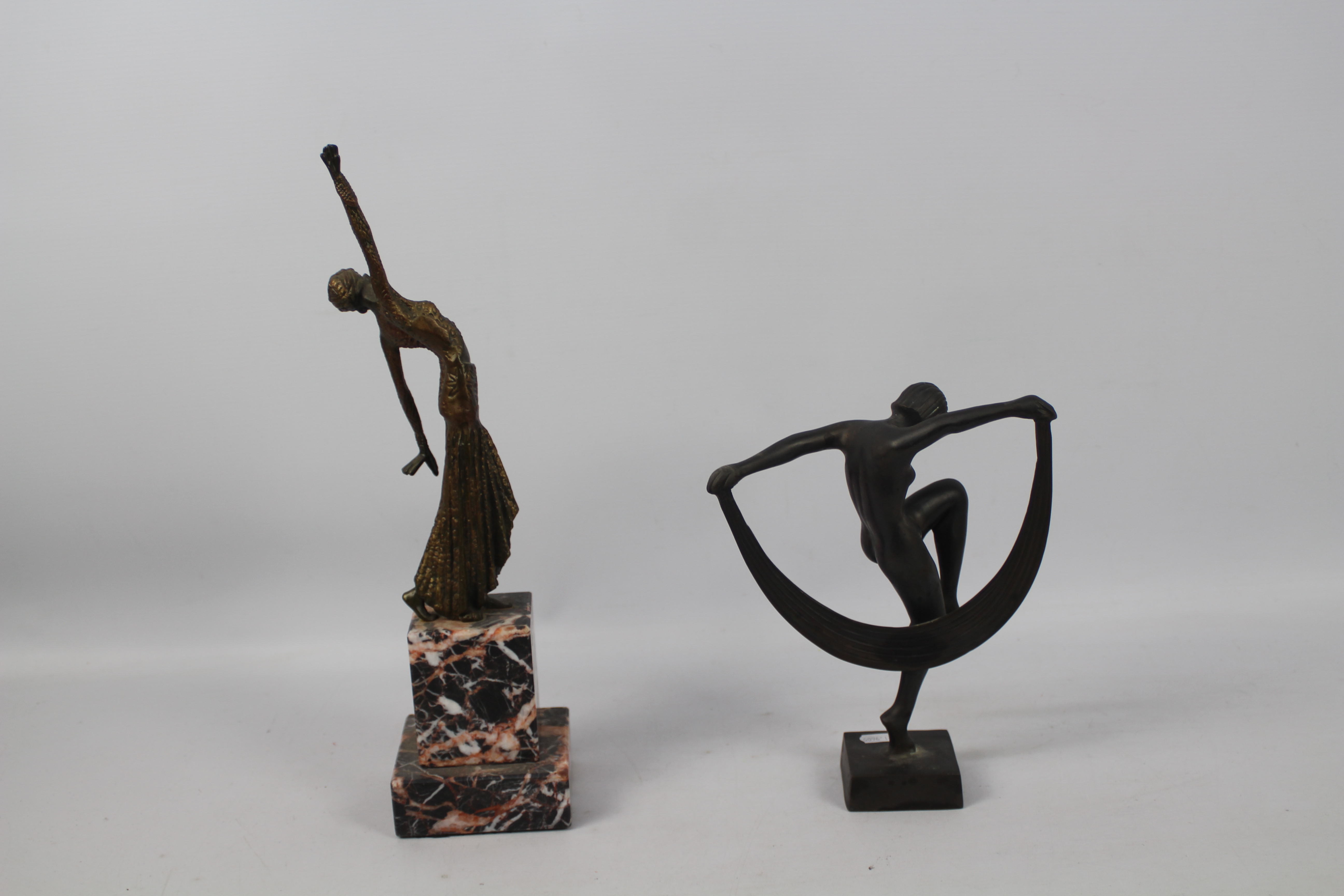 An Art Deco style figure after Demetre Chiparus, entitled Footsteps, - Image 2 of 7