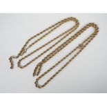 Scrap Gold - Two 9ct yellow gold, rope twist necklaces (both A/F), approximately 11.