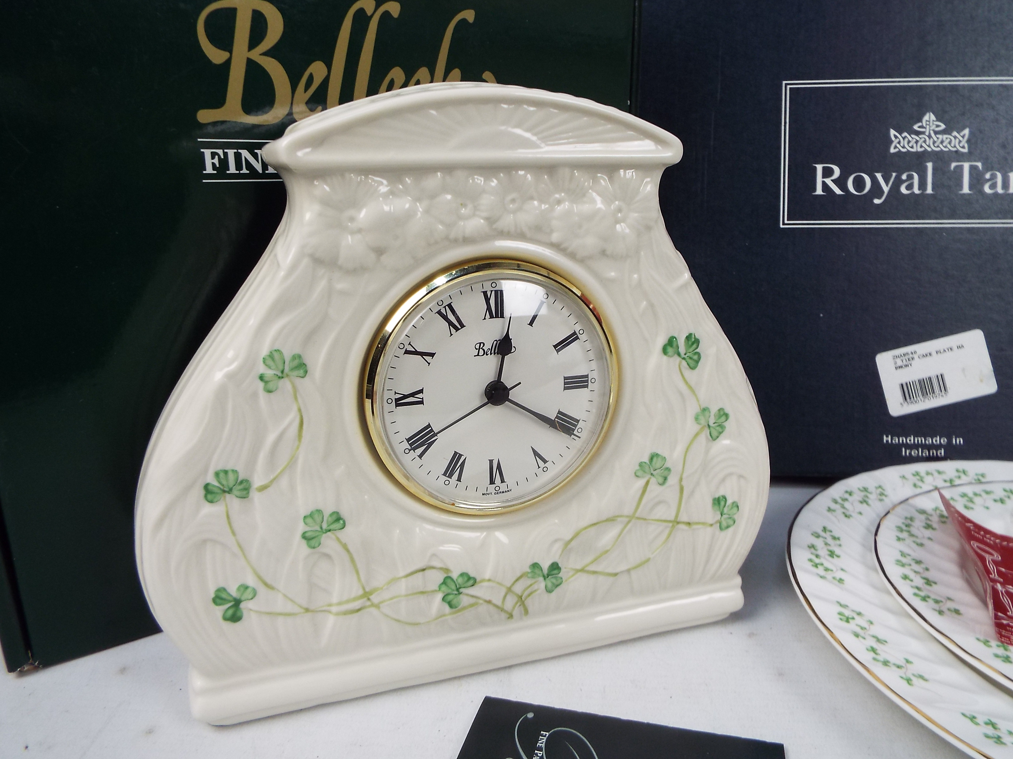 Lot to include a boxed Belleek Daisy mantel clock, - Image 2 of 4