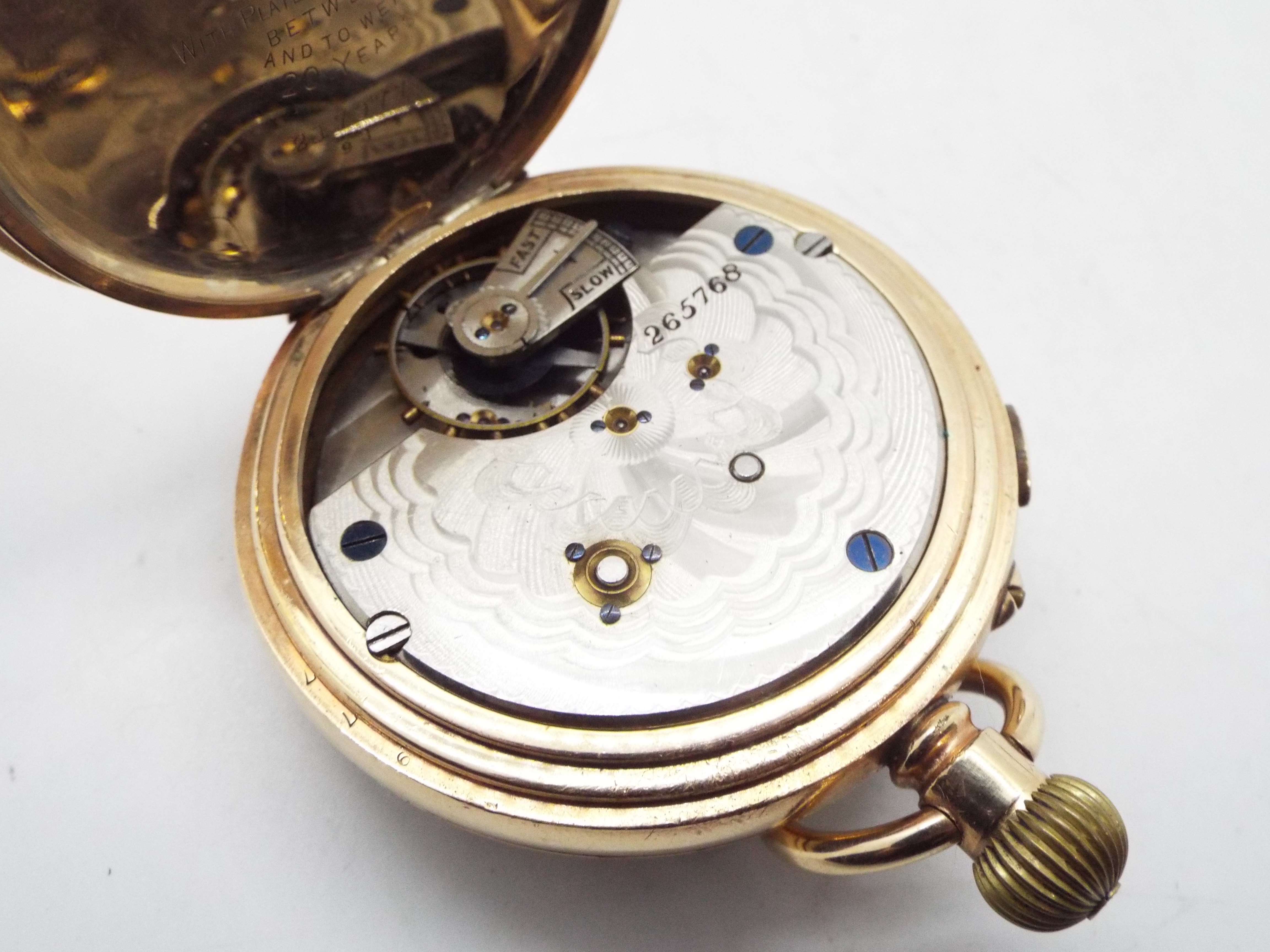 18K - A yellow metal cased pocket watch, the case interior stamped 18K, - Image 4 of 5