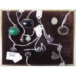 A collection of silver and white metal, predominantly stone set, rings to include amethyst,