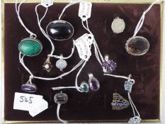 A collection of silver and white metal, predominantly stone set, rings to include amethyst,