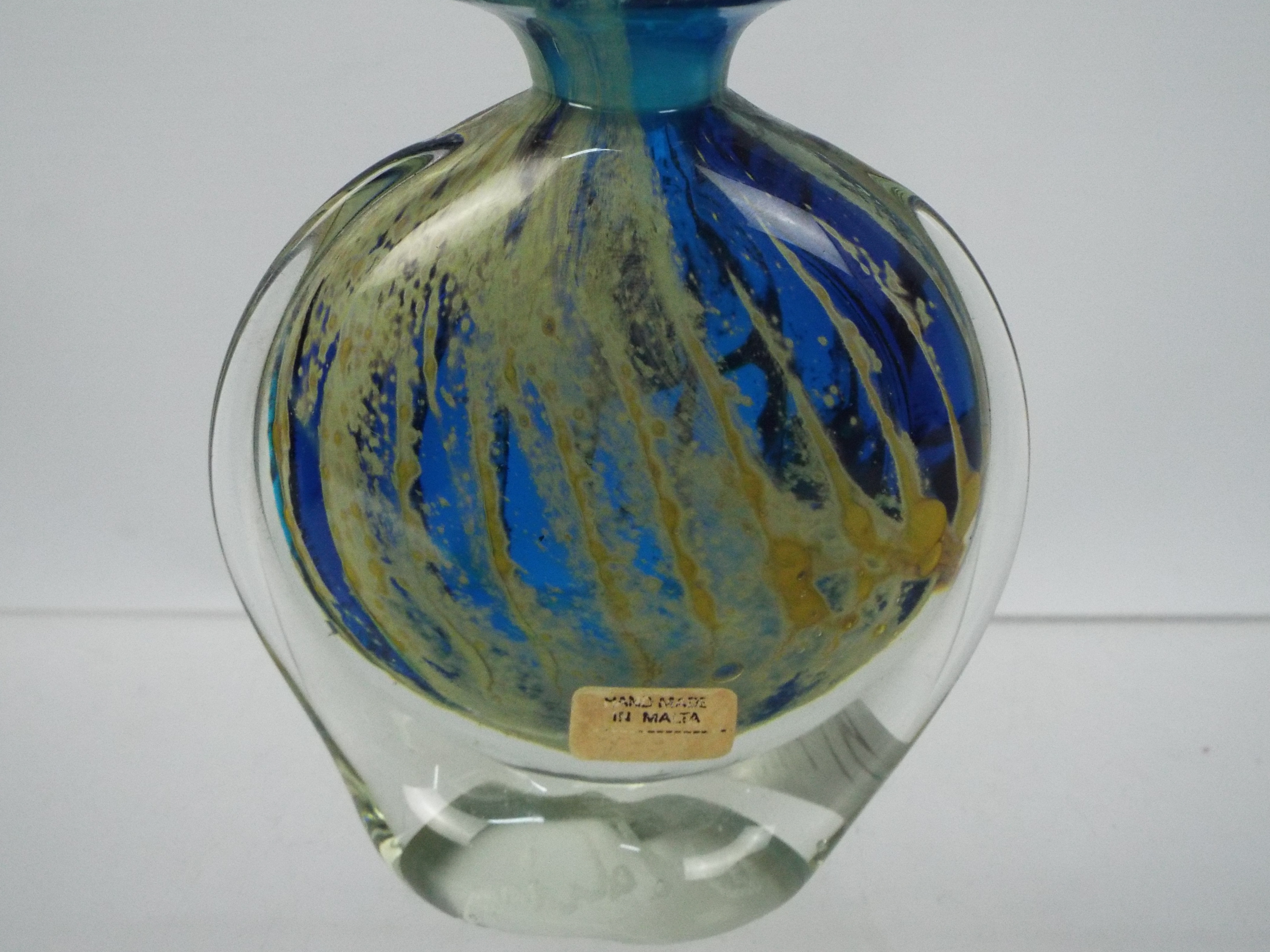 Mdina - A Mdina glass scent bottle and stopper, signed to the base, approximately 12.5 cm (h). - Image 2 of 6