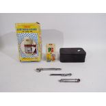 An Osram Bulb Kit tin containing a quantity of bulbs, car coffee maker,