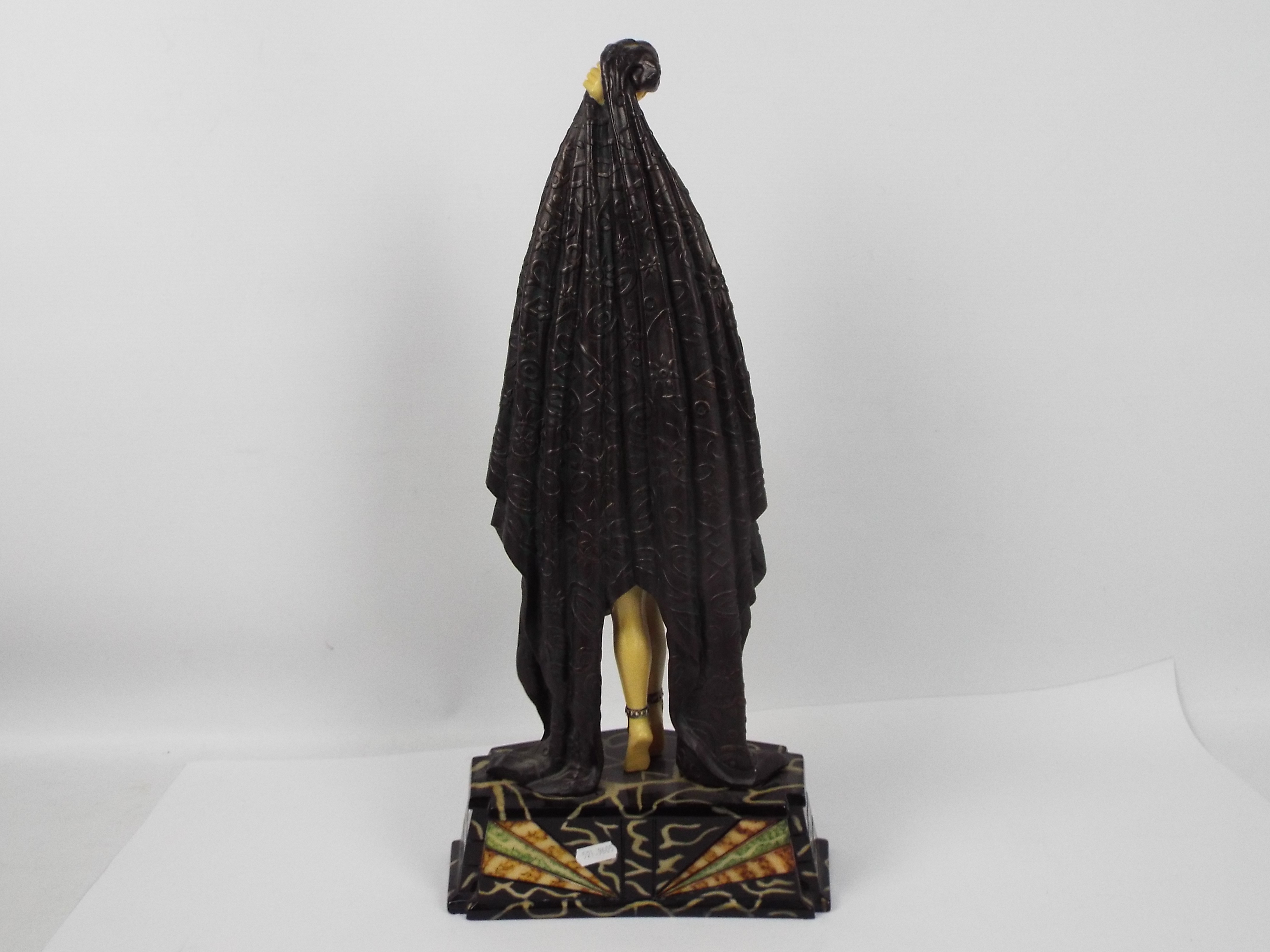 A large Art Deco style figure depicting an Egyptian style female with arms raised, - Image 5 of 5