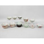 A collection of Chinese ceramics, predominantly bowls,