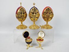 Franklin Mint - Three Franklin Mint House Of Faberge limited edition eggs comprising A King Is Born,