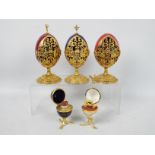 Franklin Mint - Three Franklin Mint House Of Faberge limited edition eggs comprising A King Is Born,