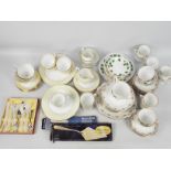 Three part tea services comprising Colclough to include Ivy pattern and Tuscan China and a small