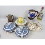 Ceramics to include Wedgwood Willow pattern tureens, Copeland Late Spode dishes,