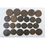 A collection of George III copper coins / tokens to include Flint Lead Works 1813,
