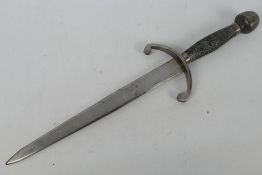 A Main Gauche (left handed) or parrying dagger with globular pommel and wire bound grip,