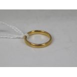 A 22ct gold wedding band, size G+½, approximately 2.7 grams all in.