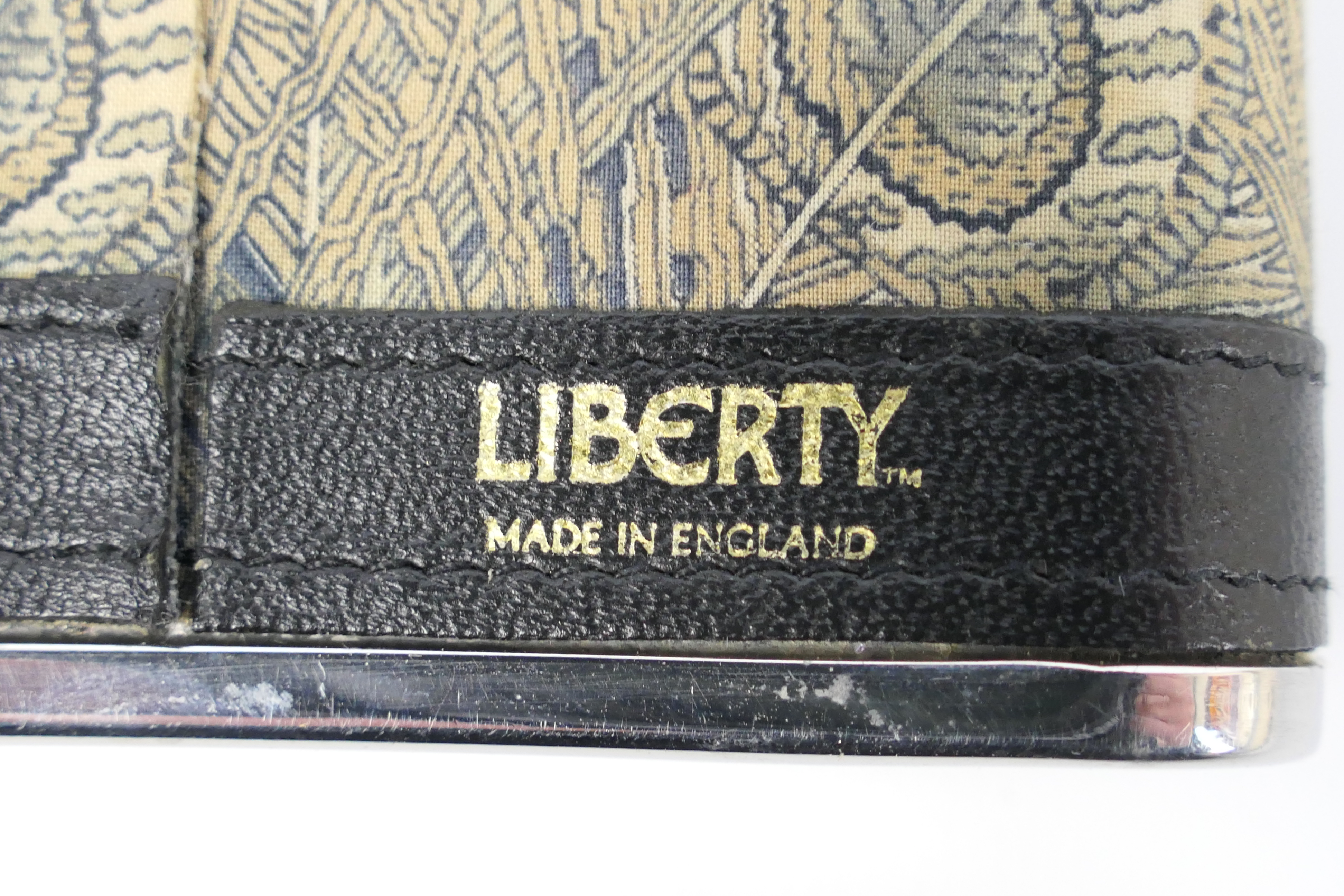 A 4oz stainless steel Liberty hip flask clad in leather bordered Hera fabric. - Image 3 of 4