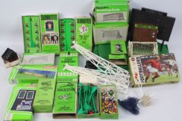 Subbuteo, Large box containing boxed teams, floodlights, 3 pitches, fences, boxed cup,