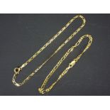 Two 9ct yellow gold bracelets (one 18 cm length, the other 23 cm), approximately 4.6 grams.